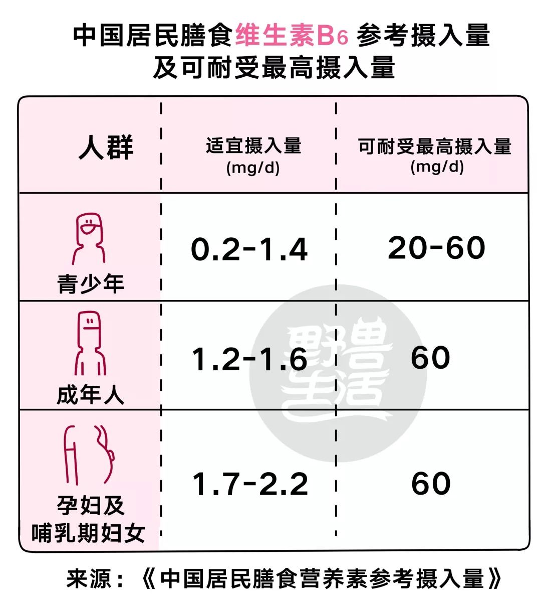 八种维生素B功效及膳食参考摄入量