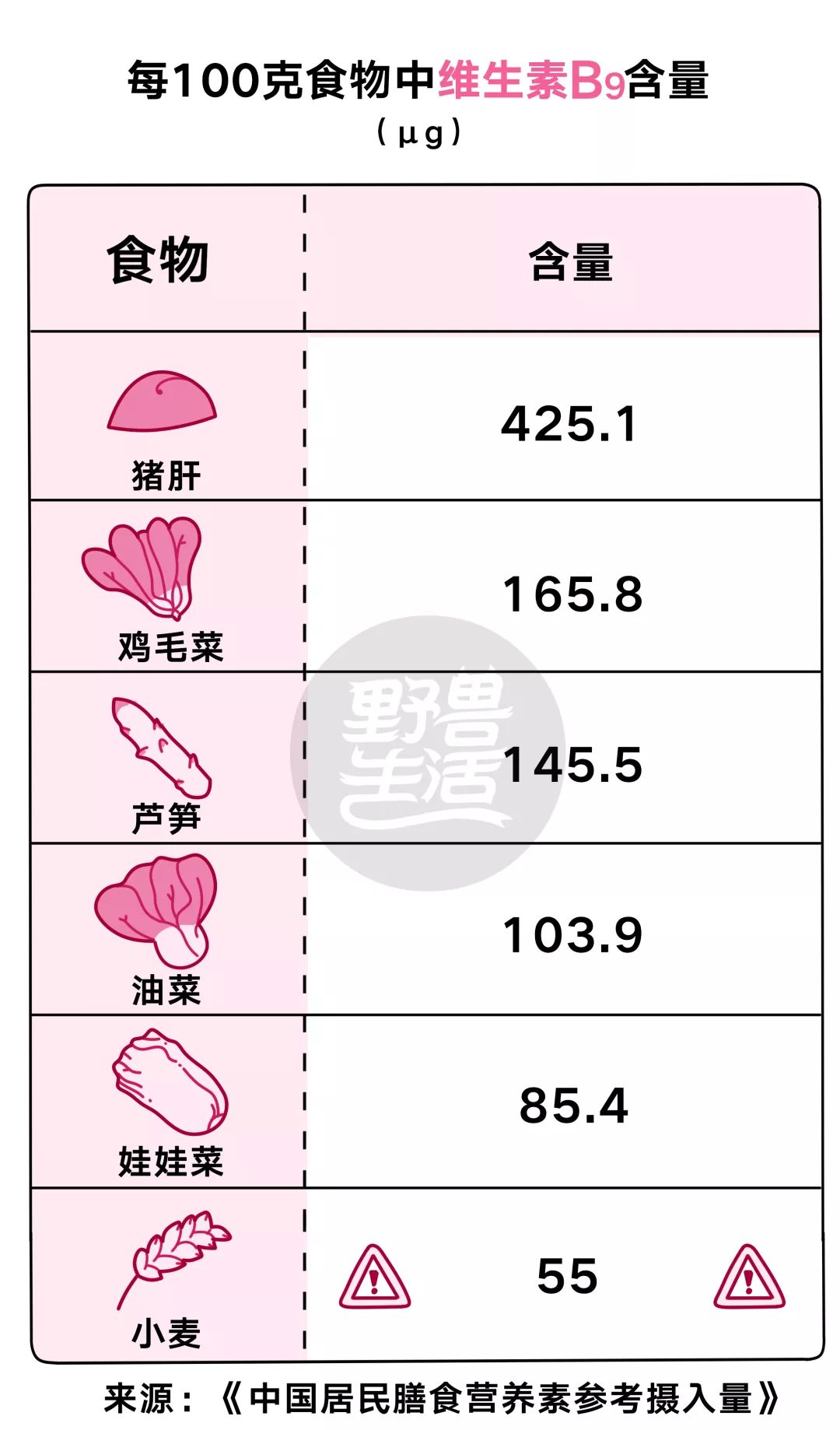 八种维生素B功效及膳食参考摄入量