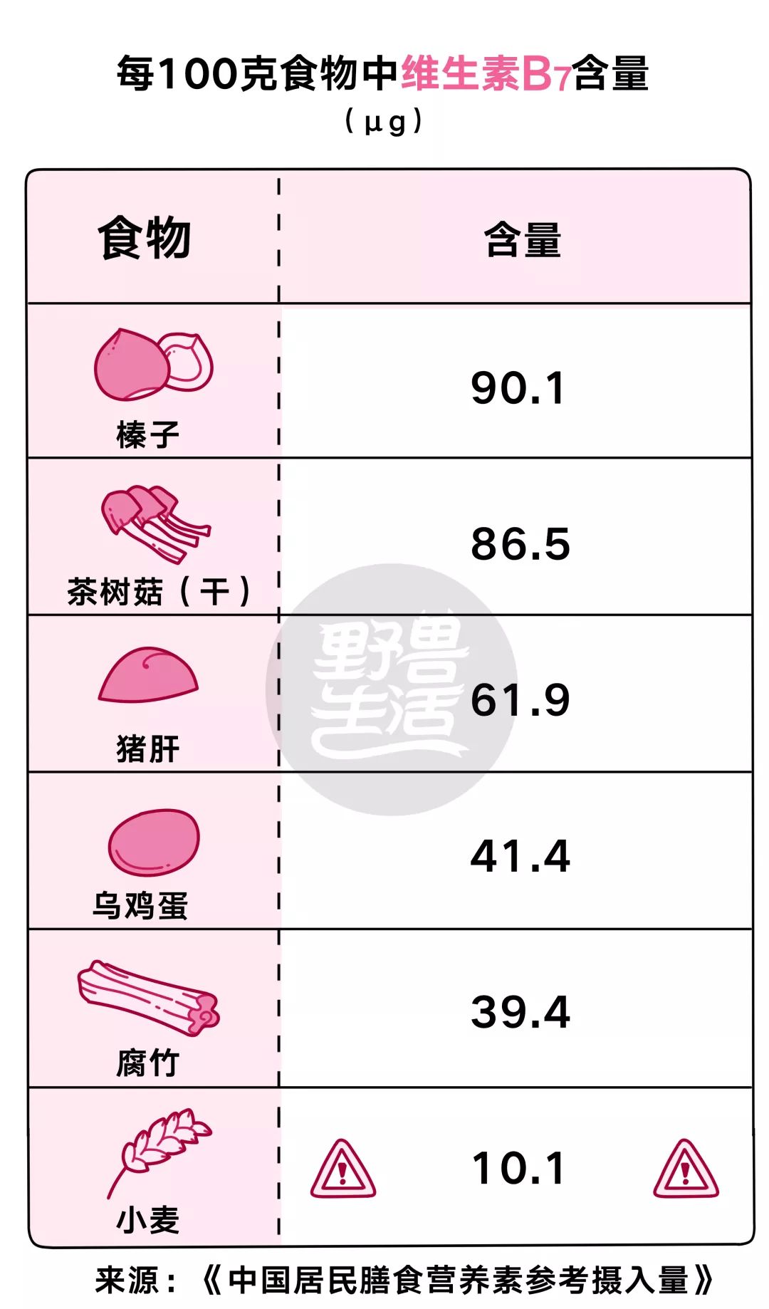 八种维生素B功效及膳食参考摄入量